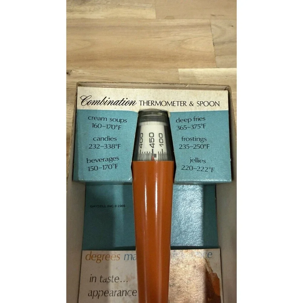 VTG Gaydell Thermo Spoon Thermometer Serving Ladle Model 305 Orange 1965 MCM